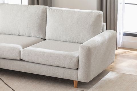 MERLİN MİNİ KÖŞE KOLTUK, NATUREL AYAK, İNCE KOL, RECYCLED KUMAŞ, AÇIK GRİ