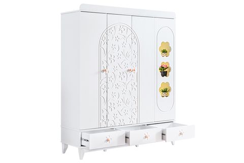 GARDEN 4 KAPAKLI 3 ÇEKMECELİ DOLAP, BEYAZ