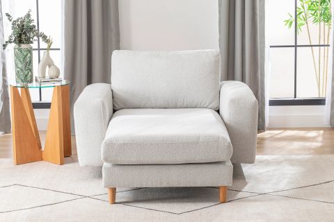 MERLİN DAYBED, KALIN KOL, NATUREL AYAK, RECYCLED KUMAŞ, AÇIK GRİ