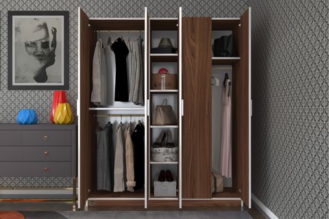 LİLYUM 150 GARDIROP, 5 KAPAKLI KAPILI, CEVİZ