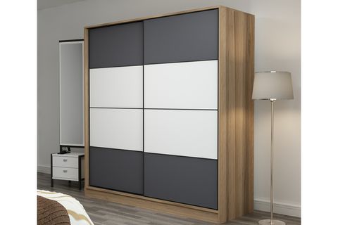 MİNAR KALE 2 KAPAKLI SÜRGÜLÜ DOLAP 180 CM - DORE/ANTRASİT/BEYAZ 210CM