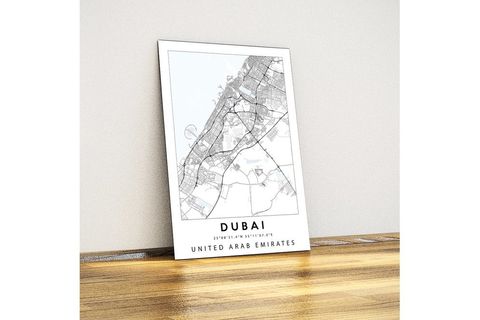 JAVVUZ ARAP EMİRLİKLERİ DUBAİ HARİTA METAL POSTER