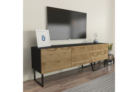 DECOROTİKA PARLA TV UNİTESİ SİYAH-UD SİYAH DEMİR