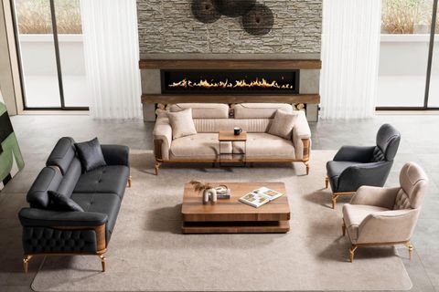 DUBAİ ÜÇLÜ KOLTUK, AÇIK KAHVE