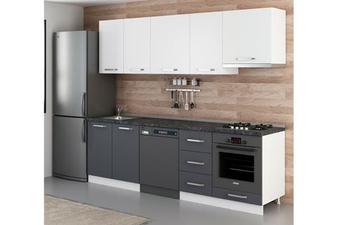 MİNAR 255 CM MUTFAK DOLABI BEYAZ ANTRASİT 255 A13