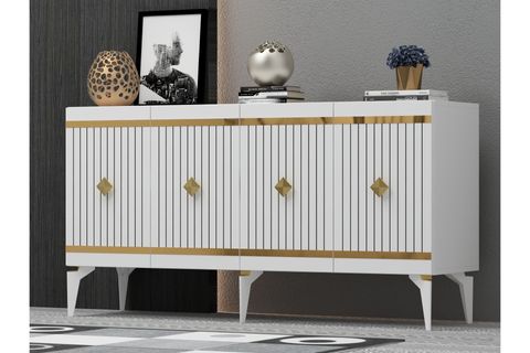 LENORA KONSOL, BEYAZ ALTIN, 150 CM