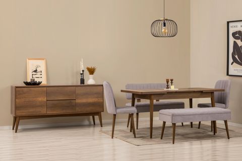 VİNA YEMEK ODASI TAKIMI, CEVİZ SOHO GRİ