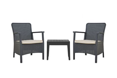 ORLANDO RATTAN BALKON VE BAHÇE TAKIMI, ANTRASİT KREM MİNDERLİ