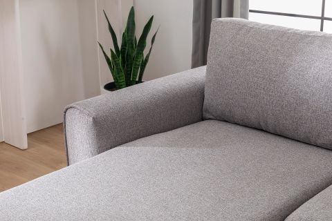 MERLİN MİNİ KÖŞE KOLTUK, NATUREL AYAK, FİTİLLİ KOL, ŞÖNİL KUMAŞ, MAVİ GRİ
