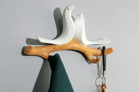 DAL ÜSTÜNDE İKİLİ KUŞ DEKOR ASKILIK, BEYAZ