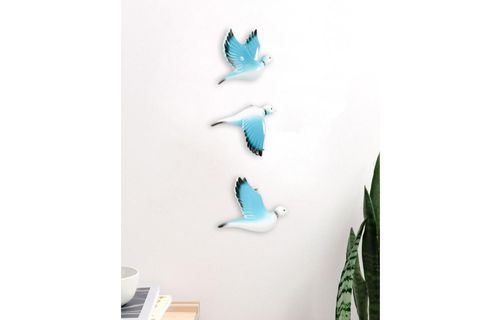 GÜVERCİN ÜÇLÜ DUVAR SÜSÜ, TURKUAZ