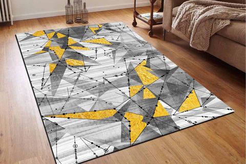 SARI GRİ RENK GEOMETRİK DESENLİ HALI 160X240