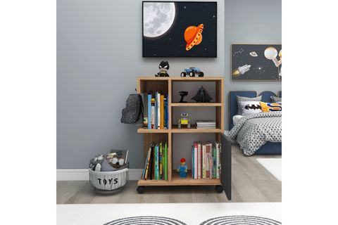 REBUSA TEKERLEKLİ ÇOK AMAÇLI MUTFAK BANYO DOLABI VE AYAKKABILIK, ATLANTİK ÇAM ANTRASİT