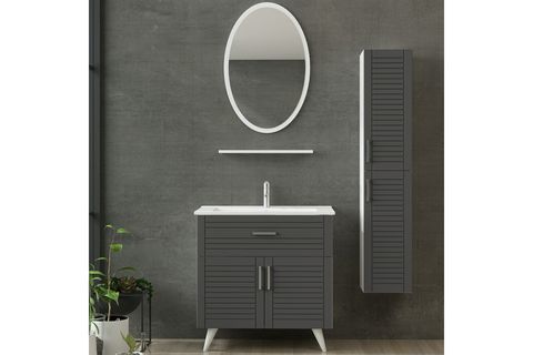 VERA BANYO DOLABI AY2K1Ç214, BEYAZ ANTRASİT, 85CM