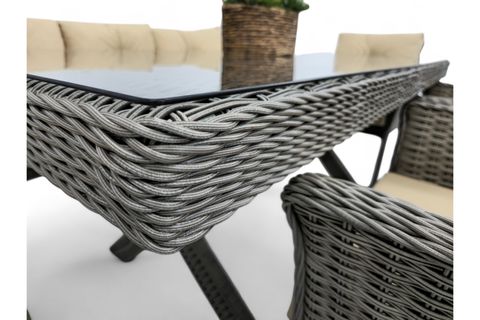 PREMİUM OKYANUS RATTAN BAHÇE YEMEK MASASI TAKIMI, 7 KİŞİLİK