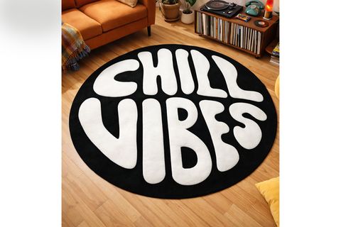 CHILL VIBES BASKILI YUVARLAK DOKUMA TABAN HALI, 173 YNG, 100X100 CM