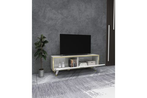 ARNETTİ SONA  TV ÜNİTESİ, BEYAZ GOLD BANT 120 CM
