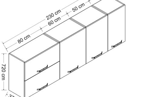 MİNAR 230 CM MUTFAK DOLABI BEYAZ 230-B2-ÜST MODÜL