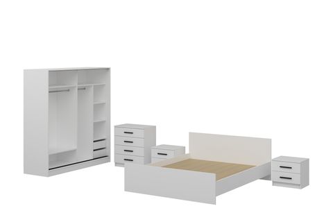 KALE210 YATAK ODASI TAKIMI, BEYAZ, SÜRGÜ KAPAKLI, SET 126