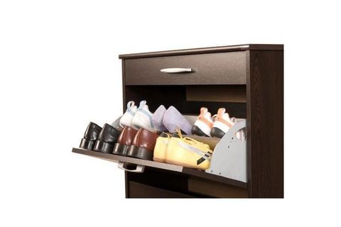 ADORE FLAT 3 KAPAKLI TEK ÇEKMECELİ AYAKKABI DOLABI WENGE