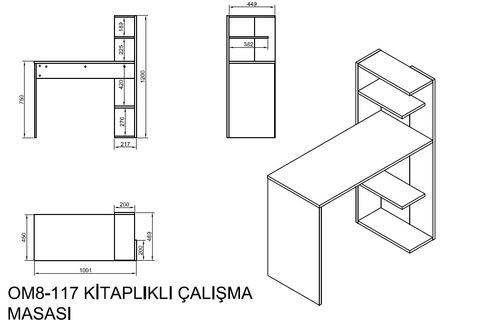 LAVO KİTAPLIKLI ÇALIŞMA MASASI