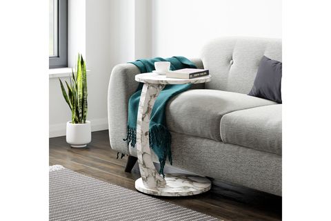 CLEO TEKERLEKLİ C SEHPA TEKERLEKLİ YAN SEHPA, BEJ