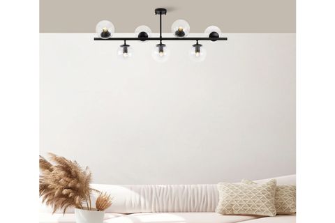 ECEM PLAFONYER YEDİLİ AVİZE, ŞEFFAF CAMLI SİYAH KASALI