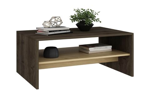 OSSO CEVİZ MEŞE RENKLİ DEKORATİF MODERN RAFLI MDF DİKDÖRTGEN ORTA SEHPA