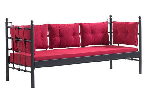UNİMET LALAS METAL SOFA SEDİR 70X200 SİYAH BORDO
