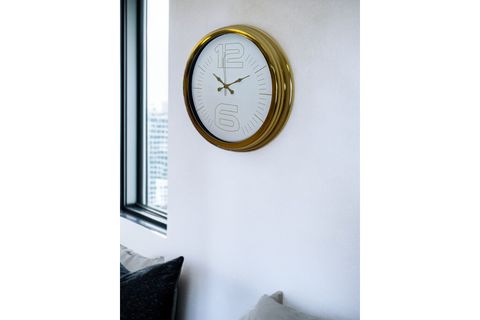 ELEGANT WHİTE GOLD METAL DUVAR SAATİ 40 CM