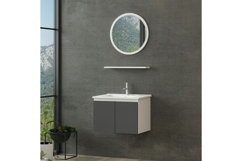NİKA BANYO DOLABI 65CM AS2K 1YA1R ETJ BEYAZ ANTRASİT