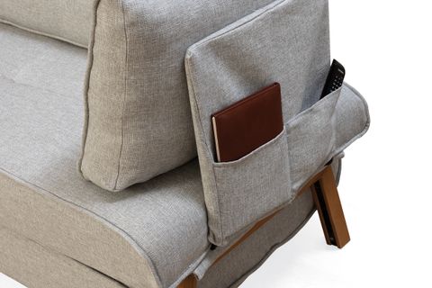 TWİN YIKANABİLİR KANEPE ÜÇLÜ YATAKLI GRİ