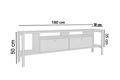 BELİNDA TV ÜNİTESİ, METAL AYAKLI, ANTRASİT, 180 CM