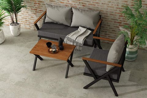 WOODESK BEGONVİL İKİLİ BAHÇE TAKIMI, GRİ, CPT5532-130