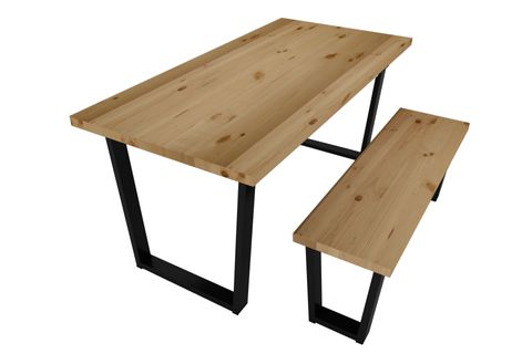 WOODESK EYLÜL MASİF BANKLI YEMEK MASASI TAKIMI, NATURAL RENK, 180X80, CPT7671-180