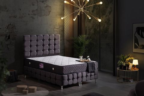 DUKE LUX BAZA BAŞLIK VE YATAK SETİ, ANTRASİT, 90X190