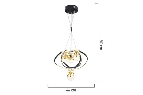BALCA DÖRTLÜ 3 RENKLİ LED AVİZE, SİYAH GOLD