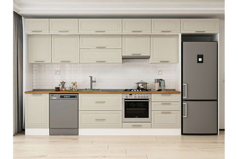 ALVİNKA 400X240 CM KLASİK MEBRAN MUTFAK DOLABI, MB E90S50S60 1 MEBRAN KUMTAŞI MDF