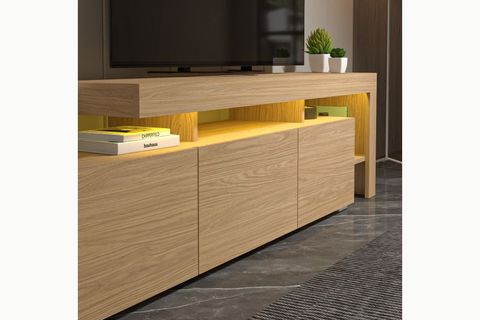 LUMA LED IŞIKLI TV ÜNİTESİ, KONSOL  MEŞE DESEN, 192 CM