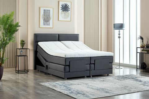 NİVO KUMANDALI BAZA BAŞLIK YATAK SETİ, ANTRASİT, 160X200