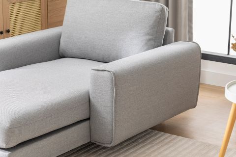 MERLİN DAYBED, FİTİLLİ KOL, NATUREL AYAK, KETEN KUMAŞ, GRİ