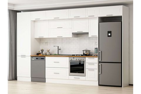 ALVİNKA 390X240 CM KLASİK MEBRAN MUTFAK DOLABI, MBB E90B60S40 1 MEBRAN BEYAZ SUNTALAM