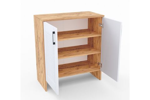 RETRO MDF MEMBRAN KAPAKLI ÇOK AMAÇLI DOLAP, ÇAM BEYAZ