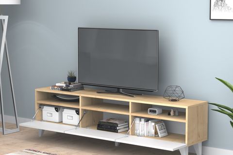 DELUXE TV ÜNİTESİ, MEŞE BEYAZ, 180 CM