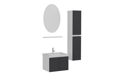 NİKA BANYO DOLABI 65CM AS2K 1EA1R ETJ BOY BEYAZ ANTRASİT