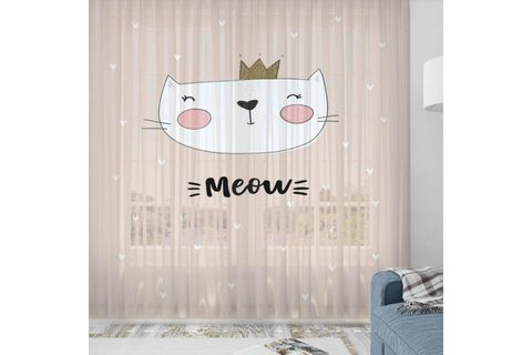 ELSE SEVİMLİ HİPOPOTAM İSKANDİNAV DESENLİ DEKORATİF ÇOCUK BEBEK TÜL FON PERDE 140X270