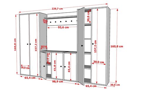 LEONARDO PORTMANTO VESTİYER 303, DOLAPLI, BEYAZ, 230 CM VST1020