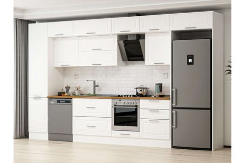 ALVİNKA 400X240 CM KLASİK MEBRAN MUTFAK DOLABI, MBB E90B50S60 2 MEBRAN BEYAZ SUNTALAM