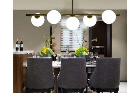 PLAFONYER BESTE SIRALI BEYAZ CAMLI SİYAH AVİZE, BEŞLİ