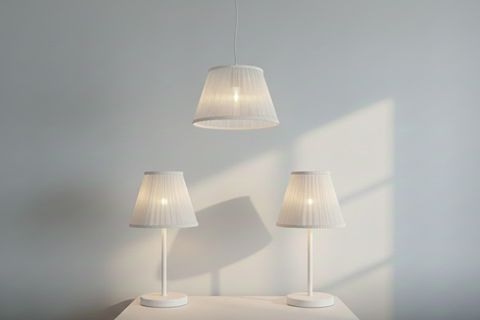 CANSU BEYAZ TÜL ABAJUR AVİZE TAKIMI, 90 CM